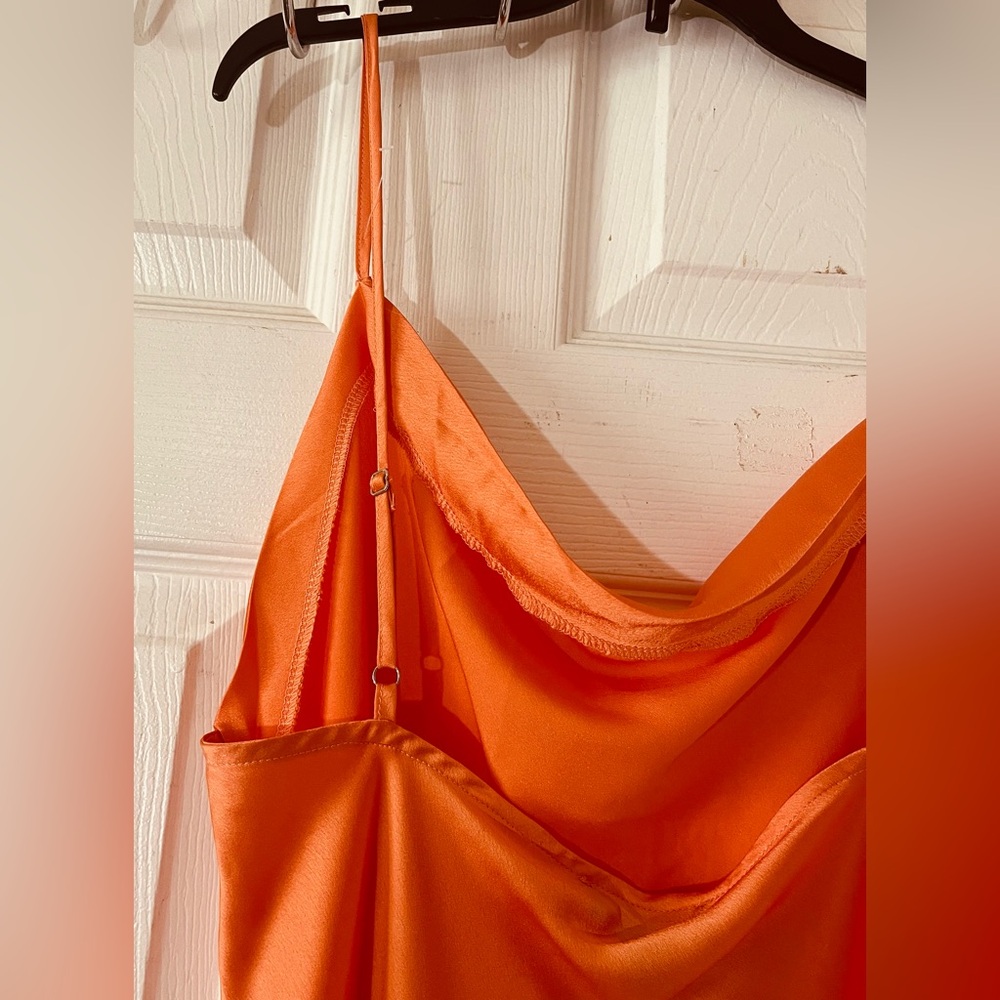 Paper Heart Elegant Orange Sleeveless Maxi Dress L - Picture 5 of 12
